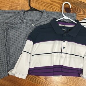 Walter Hagan Men's Striped Performance Polo Shirt - 2 Shirts XXL